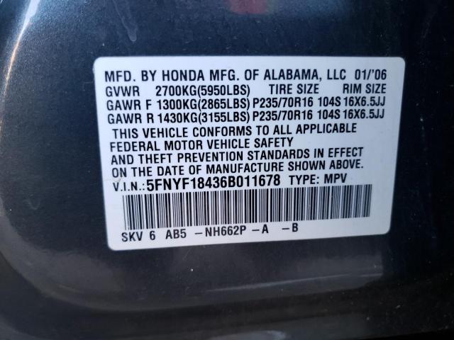 Photo 10 from auction – 2006 HONDA PILOT EX with VIN 5FNYF18436B011678