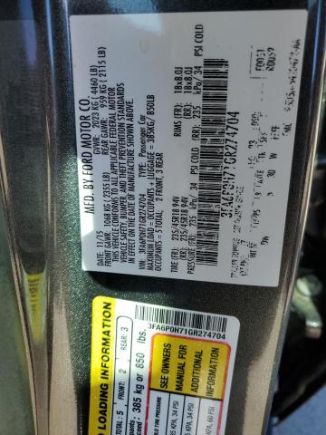 Photo 10 from auction – 2016 FORD FUSION SE with VIN 3FA6P0H71GR274704