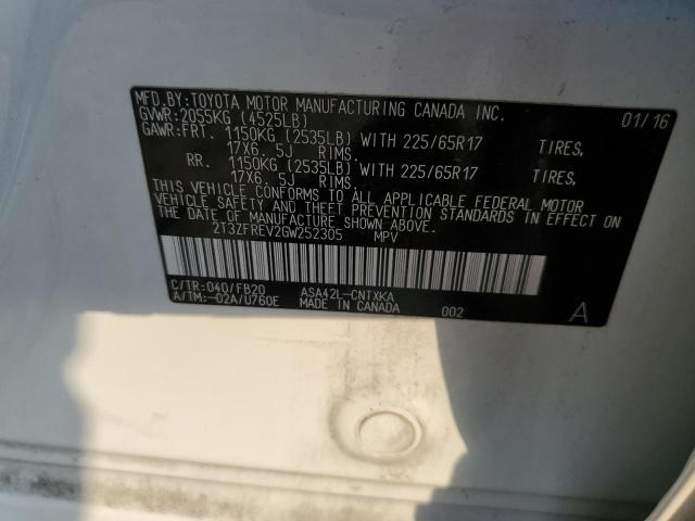 Photo 10 from auction – 2016 TOYOTA RAV4 LE with VIN 2T3ZFREV2GW252305
