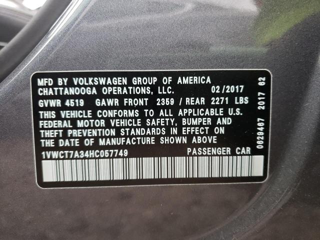 Photo 10 from auction – 2017 VOLKSWAGEN PASSAT SEL with VIN 1VWCT7A34HC057749