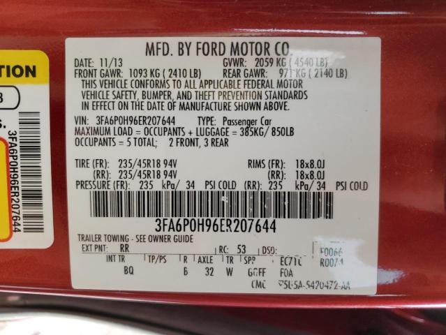 Photo 10 from auction – 2014 FORD FUSION SE with VIN 3FA6P0H96ER207644
