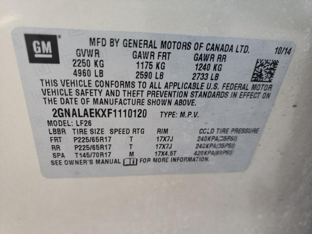 Photo 10 from auction – 2015 CHEVROLET EQUINOX LS with VIN 2GNALAEKXF1110120