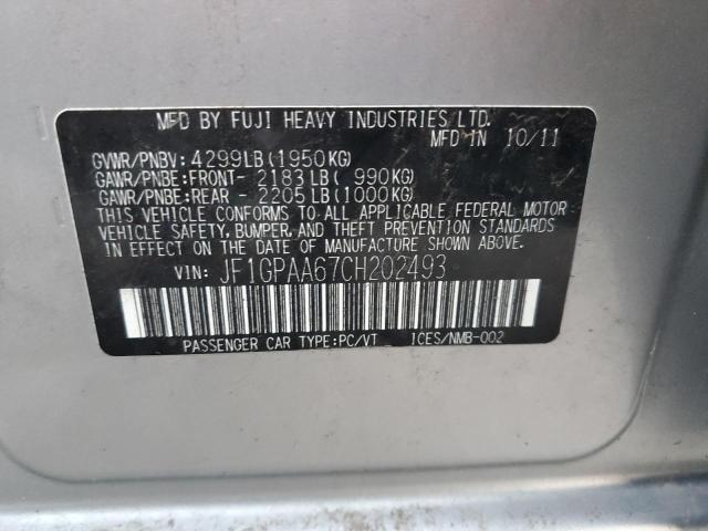 Photo 10 from auction – 2012 SUBARU IMPREZA with VIN JF1GPAA67CH202493