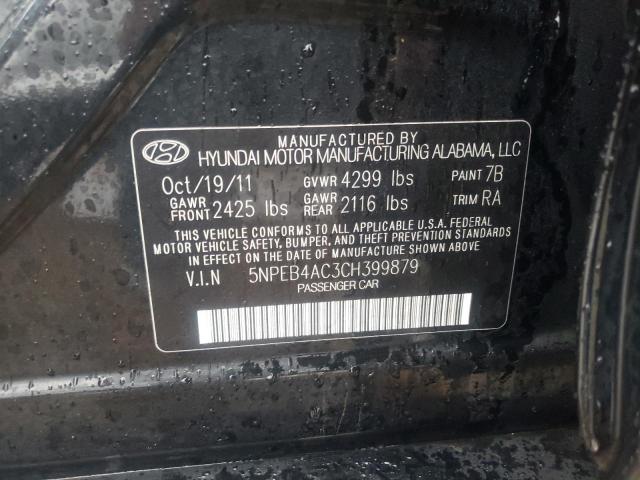 Photo 10 from auction – 2012 HYUNDAI SONATA GLS with VIN 5NPEB4AC3CH399879