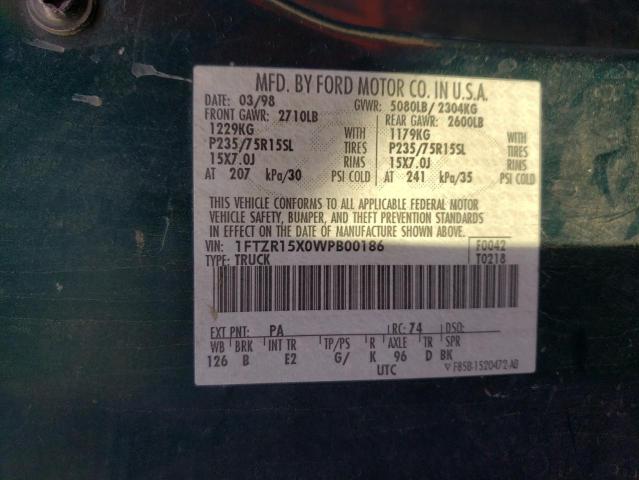Photo 10 from auction – 1998 FORD RANGER SUP with VIN 1FTZR15X0WPB00186