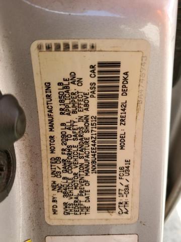 Photo 10 from auction – 2010 TOYOTA COROLLA BA with VIN 1NXBU4EE4AZ171512