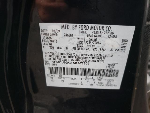 Photo 10 from auction – 2010 FORD ESCAPE XLT with VIN 1FMCU9DG1AKA72209