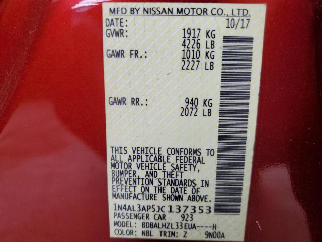 Photo 10 from auction – 2018 NISSAN ALTIMA 2.5 with VIN 1N4AL3AP5JC137353
