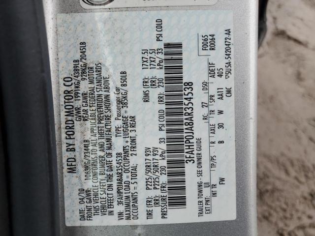 Photo 10 from auction – 2010 FORD FUSION SEL with VIN 3FAHP0JA8AR354538