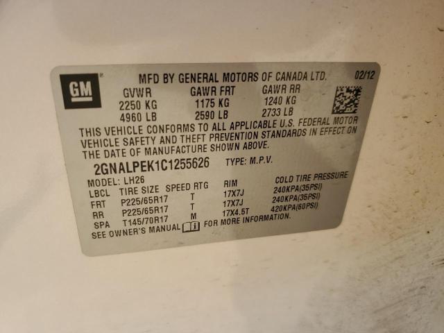 Photo 10 from auction – 2012 CHEVROLET EQUINOX LT with VIN 2GNALPEK1C1255626