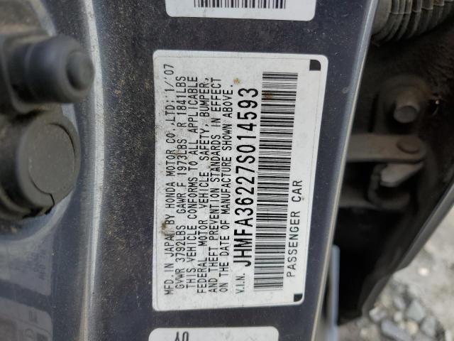 Photo 10 from auction – 2007 HONDA CIVIC HYBR with VIN JHMFA36227S014593