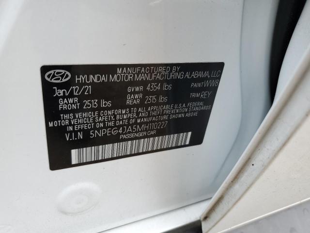 Photo 10 from auction – 2021 HYUNDAI SONATA SE with VIN 5NPEG4JA5MH110227
