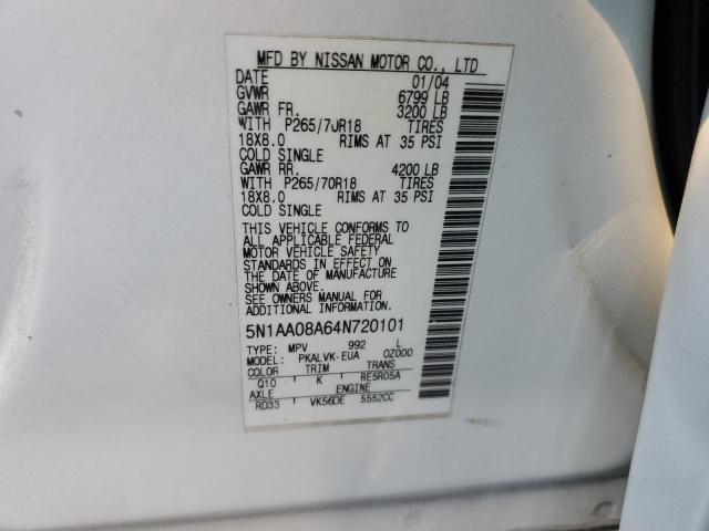 Photo 10 from auction – 2004 NISSAN ARMADA SE with VIN 5N1AA08A64N720101
