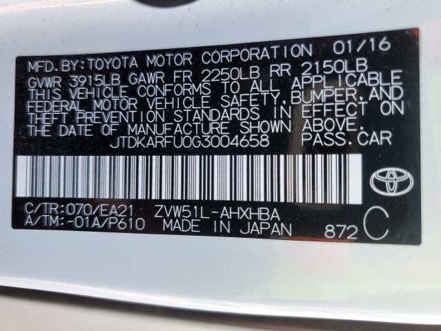 Photo 10 from auction – 2016 TOYOTA PRIUS with VIN JTDKARFU0G3004658