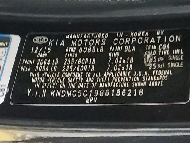 Photo 10 from auction – 2016 KIA SEDONA EX with VIN KNDMC5C19G6186218