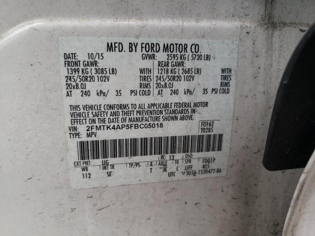 Photo 10 from auction – 2015 FORD EDGE SPORT with VIN 2FMTK4AP5FBC05018