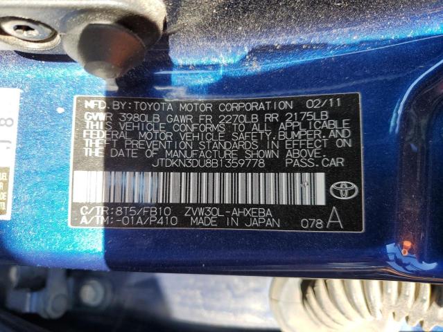 Photo 10 from auction – 2011 TOYOTA PRIUS with VIN JTDKN3DU8B1359778