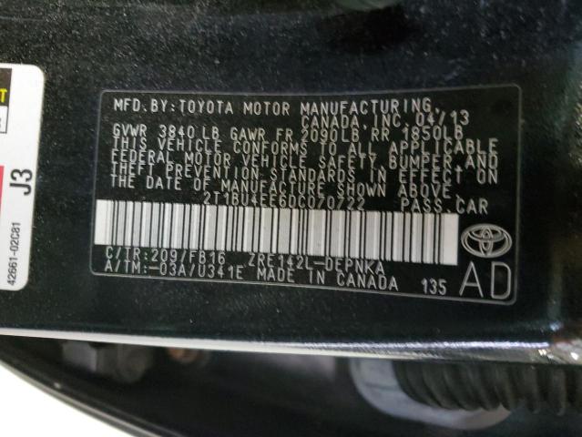 Photo 10 from auction – 2013 TOYOTA COROLLA BA with VIN 2T1BU4EE6DC070722