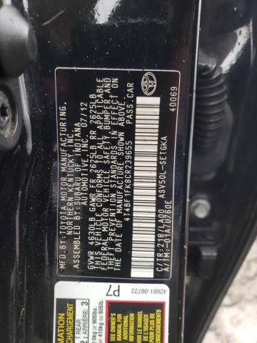 Photo 10 from auction – 2012 TOYOTA CAMRY BASE with VIN 4T4BF1FK8CR239655