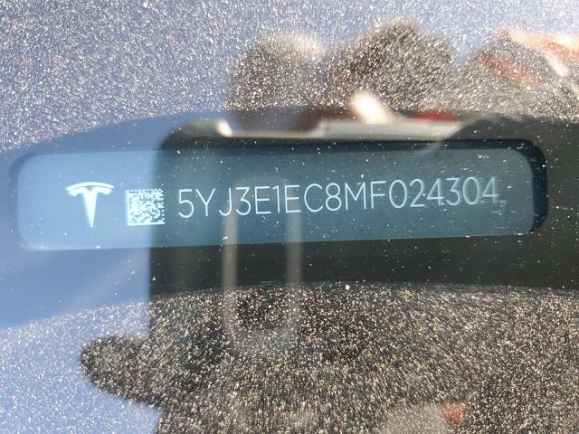 Photo 10 from auction – 2021 TESLA MODEL 3 with VIN 5YJ3E1EC8MF024304