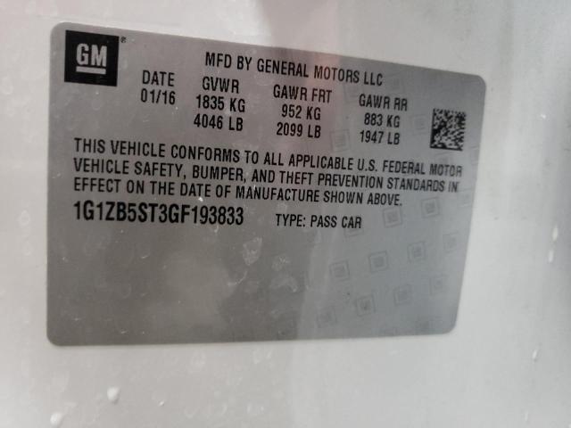 Photo 10 from auction – 2016 CHEVROLET MALIBU LS with VIN 1G1ZB5ST3GF193833