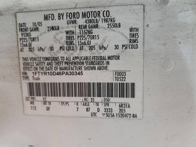 Photo 10 from auction – 2006 FORD RANGER with VIN 1FTYR10D46PA30345