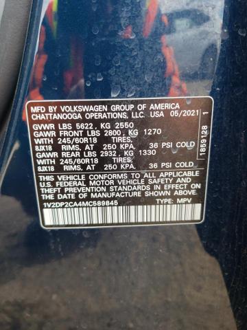 Photo 10 from auction – 2021 VOLKSWAGEN ATLAS SE with VIN 1V2DP2CA4MC589845