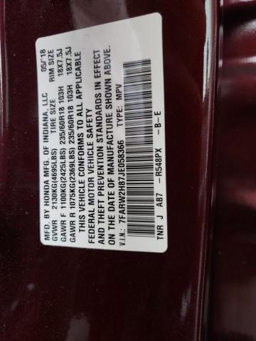 Photo 10 from auction – 2018 HONDA CR-V EXL with VIN 7FARW2H87JE058366