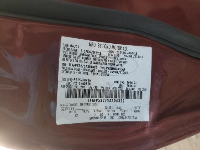 Photo 10 from auction – 2005 FORD TAURUS SE with VIN 1FAFP53275A304322