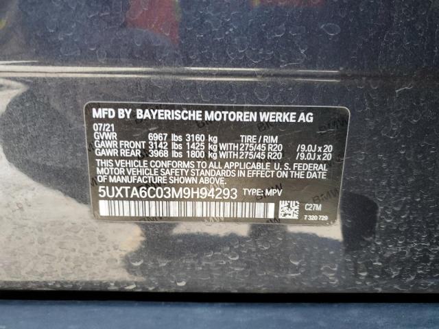 Photo 10 from auction – 2021 BMW X5 XDRIVE4 with VIN 5UXTA6C03M9H94293