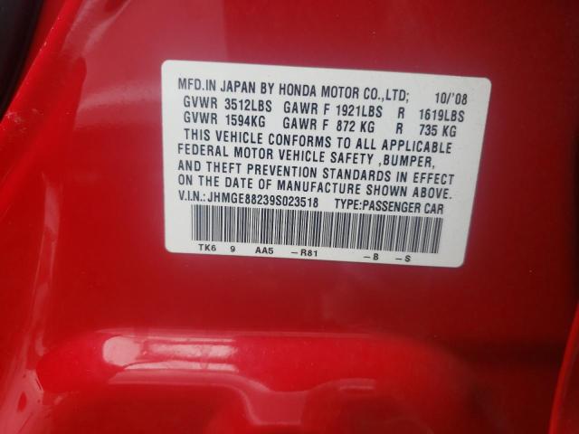 Photo 10 from auction – 2009 HONDA FIT with VIN JHMGE88239S023518