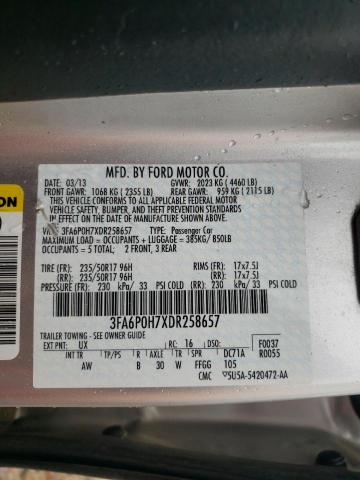 Photo 10 from auction – 2013 FORD FUSION SE with VIN 3FA6P0H7XDR258657
