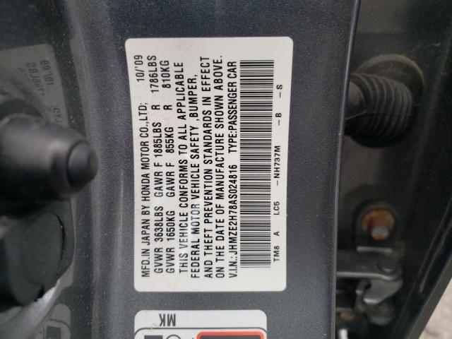 Photo 10 from auction – 2010 HONDA INSIGHT EX with VIN JHMZE2H78AS024816
