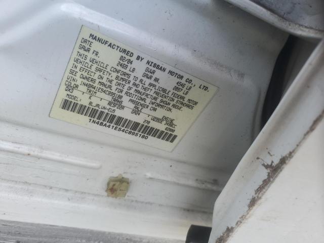 Photo 10 from auction – 2004 NISSAN MAXIMA SE with VIN 1N4BA41E54C895180