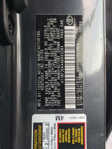 Photo 10 from auction – 2010 TOYOTA CAMRY BASE with VIN 4T1BF3EK4AU043264