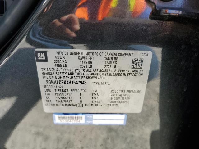 Photo 10 from auction – 2017 CHEVROLET EQUINOX LT with VIN 2GNALCEK4H1547948