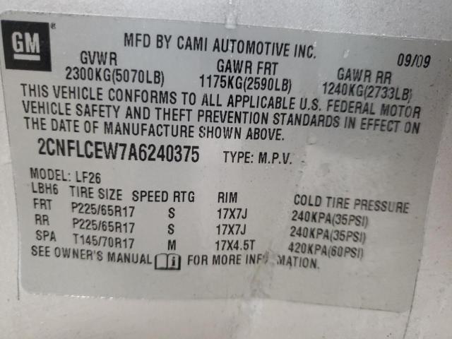 Photo 10 from auction – 2010 CHEVROLET EQUINOX LS with VIN 2CNFLCEW7A6240375