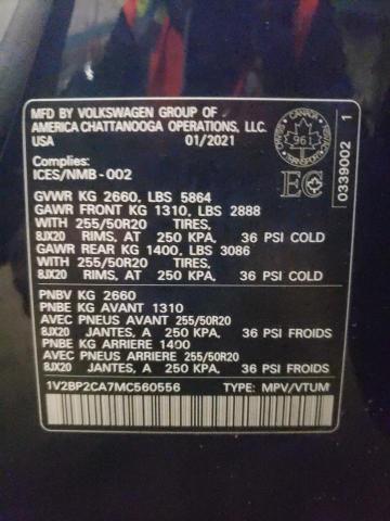 Photo 10 from auction – 2021 VOLKSWAGEN ATLAS SEL with VIN 1V2BP2CA7MC560556