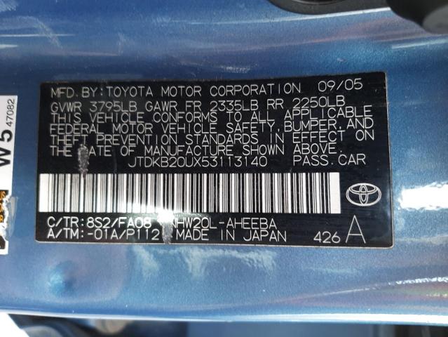 Photo 10 from auction – 2005 TOYOTA PRIUS with VIN JTDKB20UX53113140