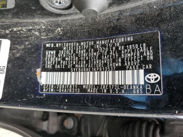 Photo 10 from auction – 2019 TOYOTA COROLLA L with VIN 5YFBURHE1KP913537