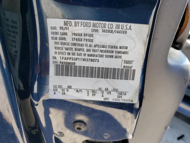 Photo 10 from auction – 2001 FORD FOCUS LX with VIN 1FAFP33P11W378073