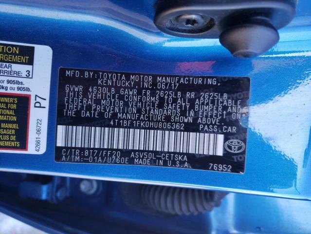 Photo 10 from auction – 2017 TOYOTA CAMRY LE with VIN 4T1BF1FK0HU806362