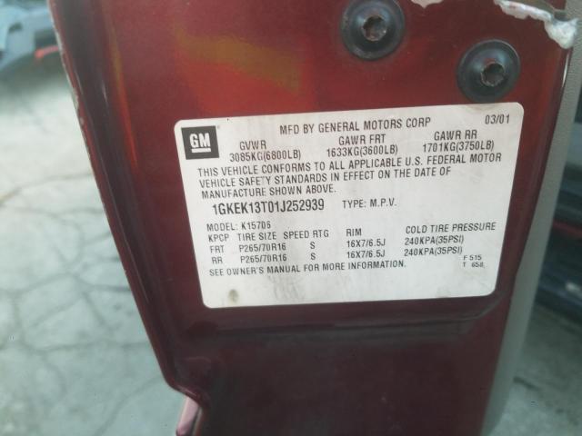 Photo 10 from auction – 2001 GMC YUKON with VIN 1GKEK13T01J252939