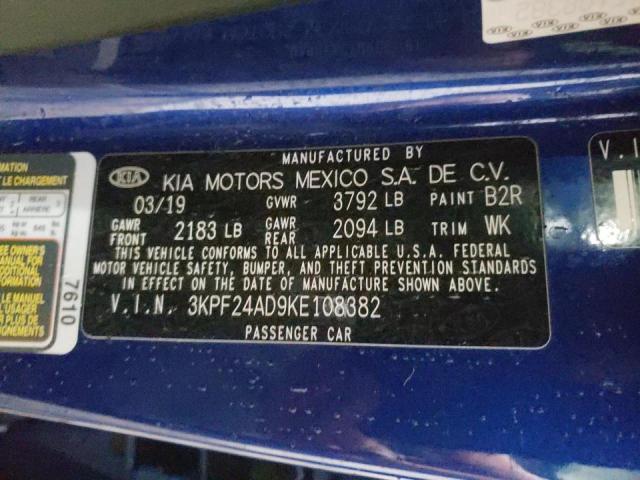 Photo 10 from auction – 2019 KIA FORTE FE with VIN 3KPF24AD9KE108382