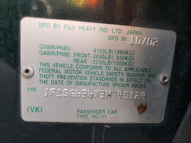 Photo 10 from auction – 2003 SUBARU FORESTER 2 with VIN JF1SG636X3H745129
