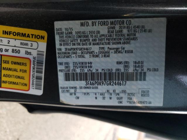 Photo 10 from auction – 2016 FORD FUSION TIT with VIN 3FA6P0K97GR244617