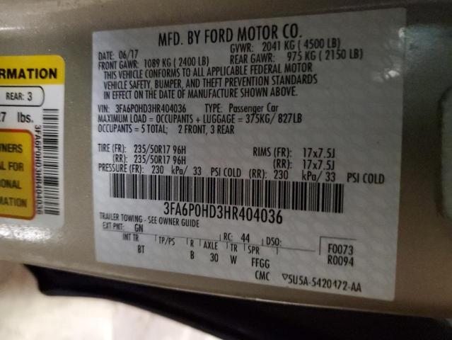 Photo 10 from auction – 2017 FORD FUSION SE with VIN 3FA6P0HD3HR404036