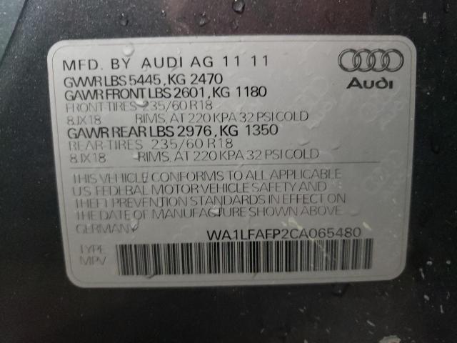 Photo 10 from auction – 2012 AUDI Q5 PREMIUM with VIN WA1LFAFP2CA065480