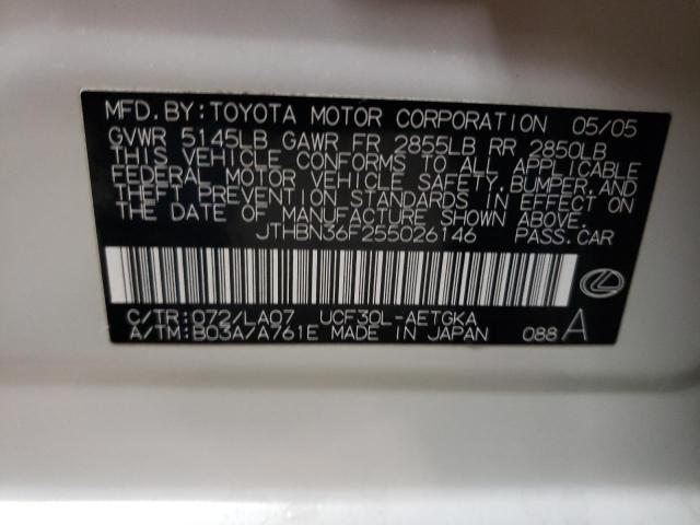 Photo 10 from auction – 2005 LEXUS LS 430 with VIN JTHBN36F255026146