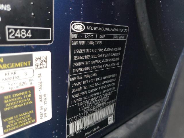 Photo 10 from auction – 2022 LAND ROVER RANGE ROVE with VIN SALWZ2RE0NA223210